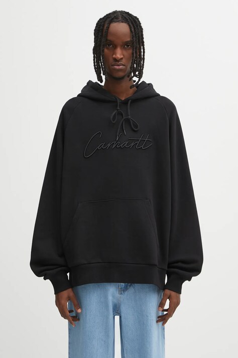 Carhartt WIP bluza bawełniana Hooded Ray Sweat męska kolor czarny z kapturem z aplikacją I035640.89XX