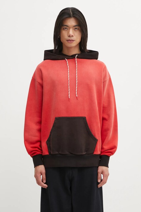 Aries bluza bawełniana Sunbleached Premium Temple męska kolor czerwony z kapturem gładka AR2002604