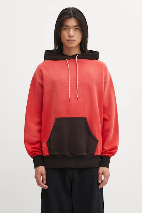 Aries bluza bawełniana Sunbleached Premium Temple męska kolor czerwony z kapturem gładka AR2002604