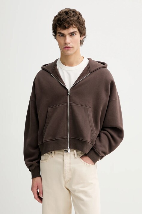 Μπλούζα Abercrombie & Fitch χρώμα: καφέ, με κουκούλα, KI122-5596-420