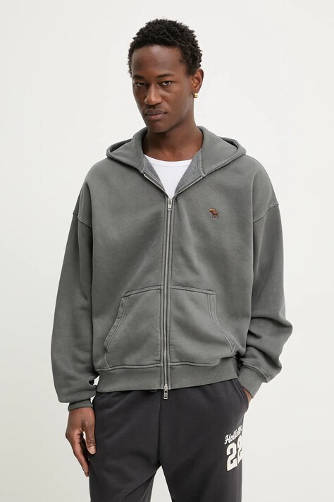Abercrombie & Fitch bluza męska kolor szary z kapturem gładka KI122-5660-136