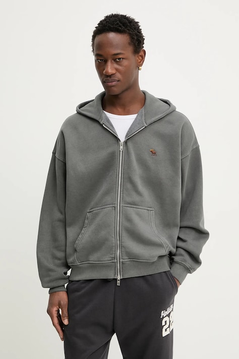 Abercrombie & Fitch bluza męska kolor szary z kapturem gładka KI122-5660-136