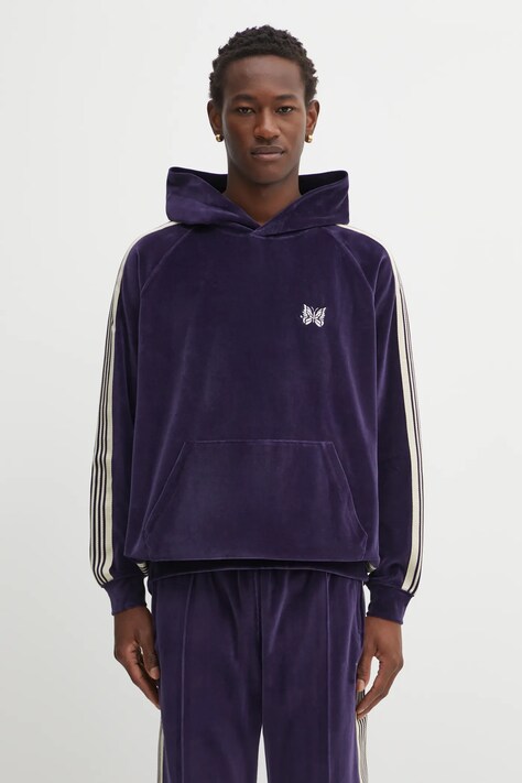 Needles bluza Track Hoody męska kolor granatowy z kapturem z aplikacją RW324