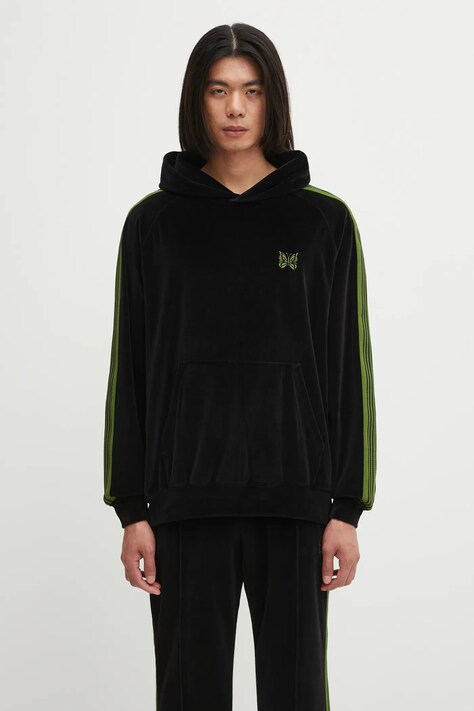 Needles bluza Track Hoody męska kolor czarny z kapturem z aplikacją RW324
