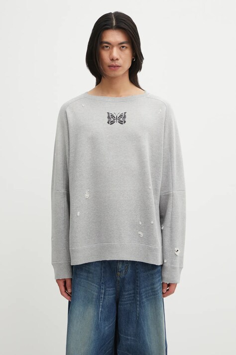 Needles bluza bawełniana Deconstructed męska kolor szary gładka RW336