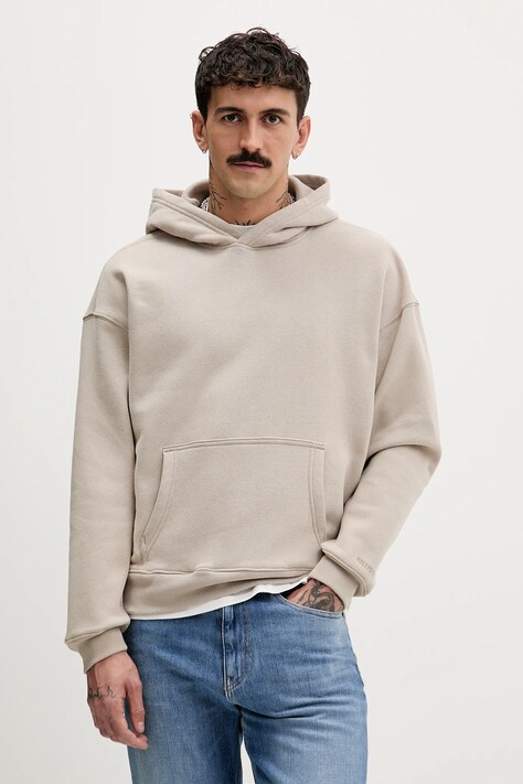 Hollister Co. bluza męska kolor beżowy z kapturem gładka KI322-5147-400