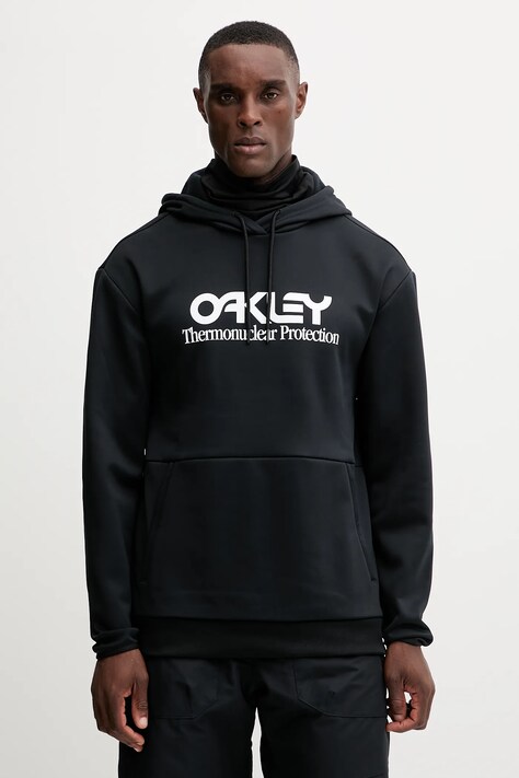 Спортивная кофта Oakley RIDER цвет чёрный с капюшоном с принтом FOA402381
