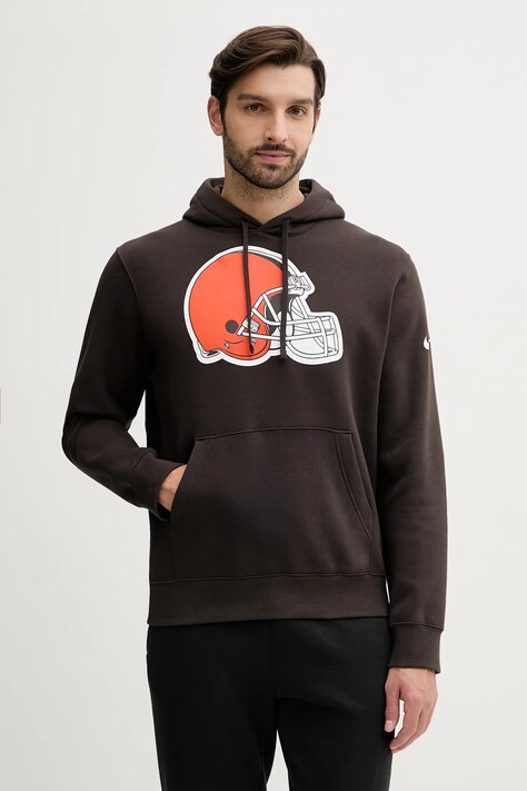 Nike bluza Club Logo Hoodie męska kolor brązowy z kapturem z nadrukiem NKDK-2DI-9I-N09