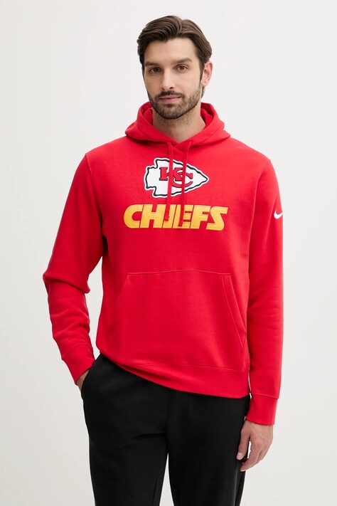 Nike bluza Rewind Club Hoodie męska kolor czerwony z kapturem z aplikacją NKDK-65N-7G-WUG