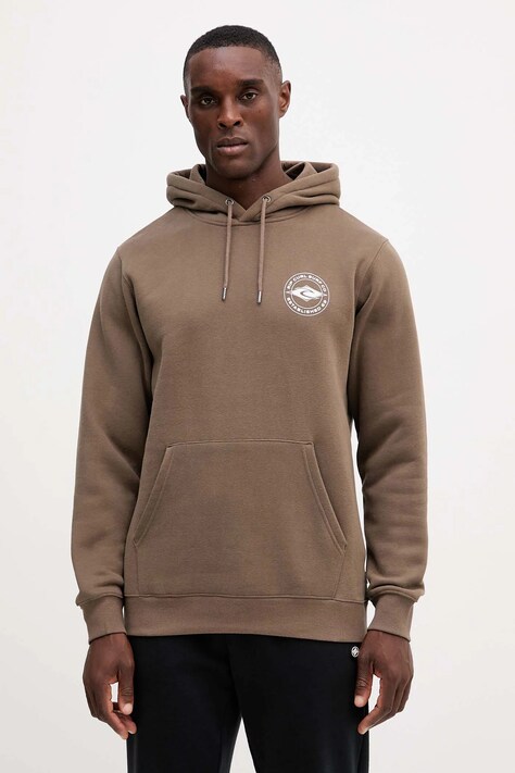 Mikina Rip Curl STAPLE hnedá farba, s kapucňou, s potlačou, 095MFL
