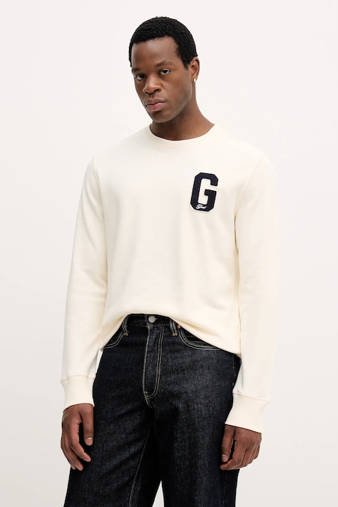 Gant bluza męska kolor beżowy z aplikacją 2067062