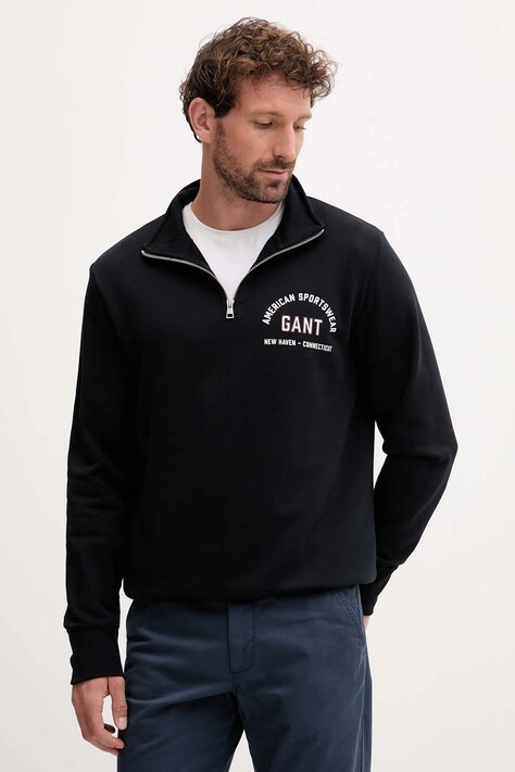 Gant bluza męska kolor czarny z nadrukiem 2067091