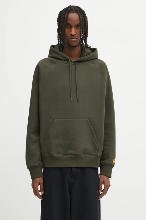 Carhartt WIP bluza Hooded Chase męska kolor zielony z kapturem gładka I033661.3CBXX
