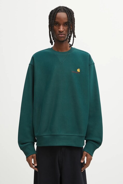 Carhartt WIP bluza American Script męska kolor zielony z aplikacją I025475.05AXX