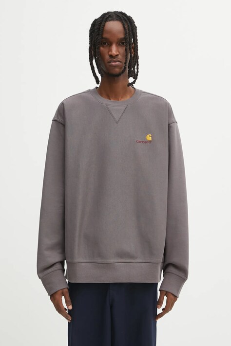 Carhartt WIP bluza American Script męska kolor brązowy gładka I025475.33CXX