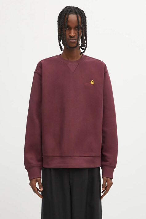 Carhartt WIP bluza American Script męska kolor bordowy z aplikacją I025475.33KXX