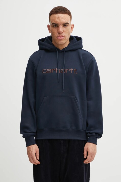 Carhartt WIP bluza Hooded Carhartt męska kolor granatowy z kapturem z aplikacją I030547.38CXX