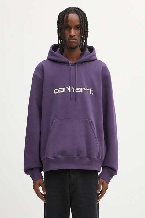 Carhartt WIP bluza Hooded Carhartt męska kolor fioletowy z kapturem z aplikacją I030547.38IXX