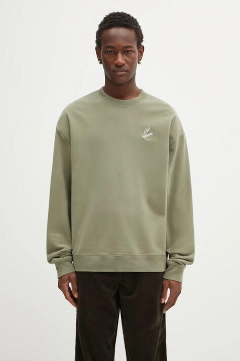 Café Kitsuné bluza bawełniana Relax męska kolor zielony z aplikacją PU00301KM0330