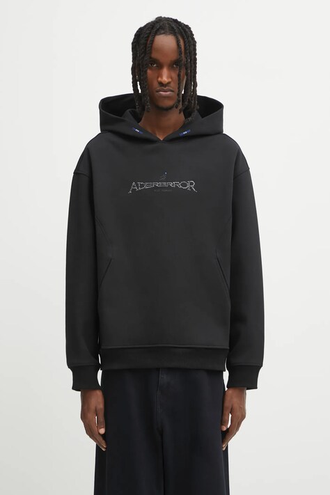 Ader Error bluza HOODIE męska kolor czarny z kapturem z aplikacją BO01FWHD0101BK