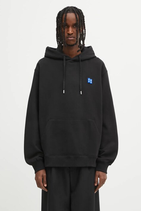 Ader Error bluza bawełniana HOODIE męska kolor czarny z kapturem gładka BO42FYHD0101BK