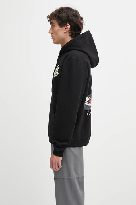 Bavlnená mikina Filling Pieces Hoodie DJ čierna farba, s kapucňou, s potlačou, 422532501241
