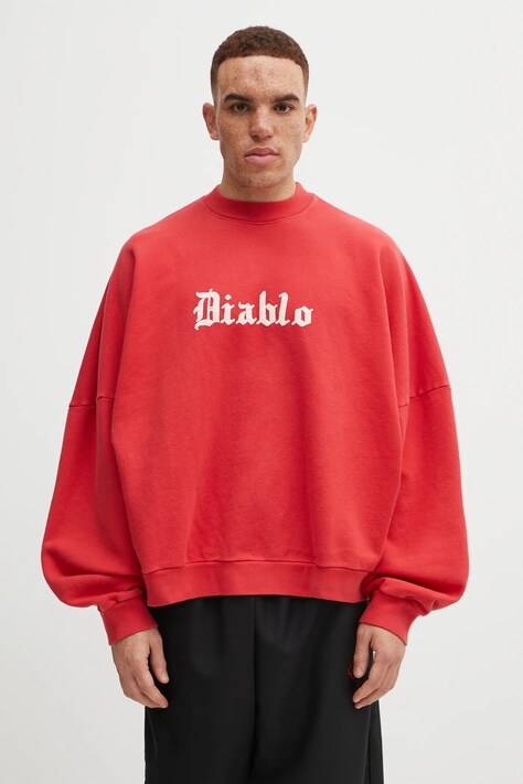 Willy Chavarria bluza bawełniana Diablo Hooligan męska kolor czerwony z aplikacją WCJSY0118-006