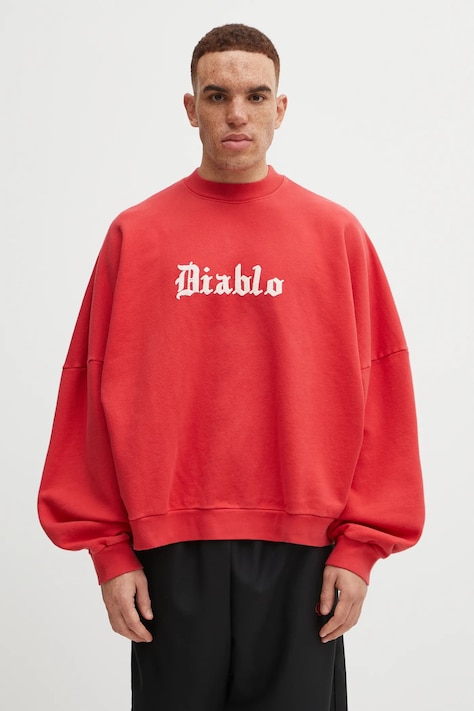 Willy Chavarria bluza bawełniana Diablo Hooligan męska kolor czerwony z aplikacją WCJSY0118-006