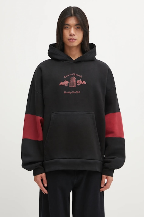 Bavlněná mikina Willy Chavarria Casa De Chavarria pánská, černá barva, s kapucí, vzorovaná, WCJSY0096-001