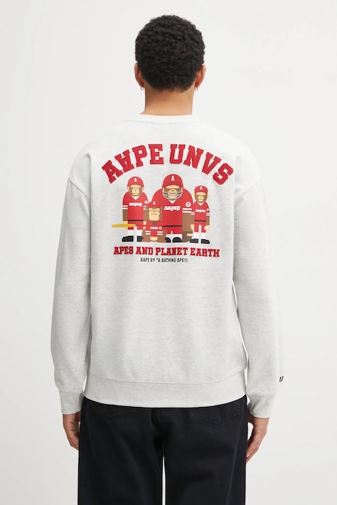 AAPE bluza Aaper Crew Neck męska kolor szary z nadrukiem AAPSWMC368XAP