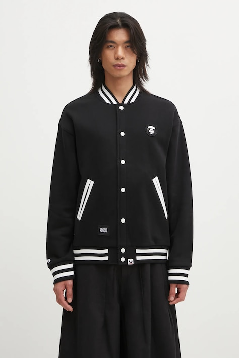 AAPE bluza Now Zip Up męska kolor czarny gładka AAPSWMC360XXP