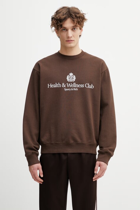 Sporty & Rich H&W Crest bluza oversize bawełniana męska brązowa ST07165241BR03