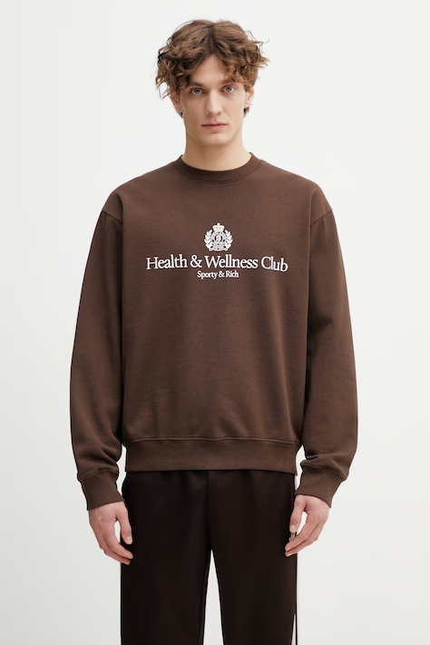 Sporty & Rich H&W Crest bluza oversize bawełniana męska brązowa ST07165241BR03