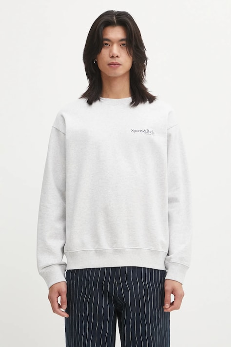Sporty & Rich bluza bawełniana Run Club męska kolor szary z nadrukiem ST07162175GY03