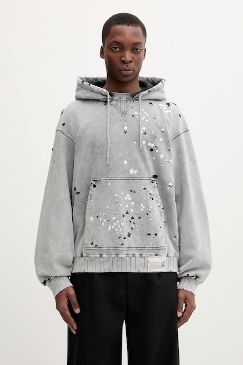 Maison MIHARA YASUHIRO cotton sweatshirt gray color hooded with an application A15HD561