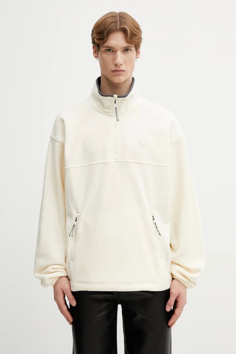 AAPE bluza polarowa męska kolor beżowy gładka AAPSWMC363XXP