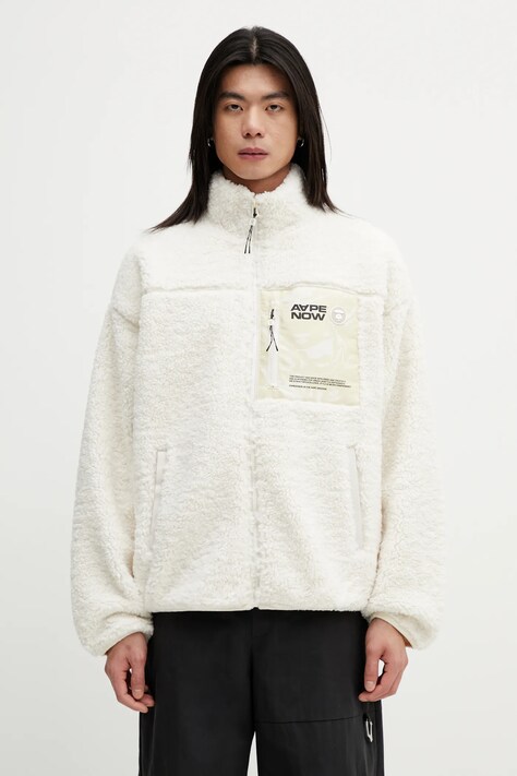 AAPE bluza polarowa męska kolor beżowy gładka AAPSWMC365XXP