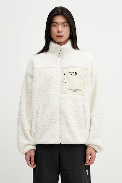 AAPE bluza polarowa męska kolor beżowy gładka AAPSWMC365XXP