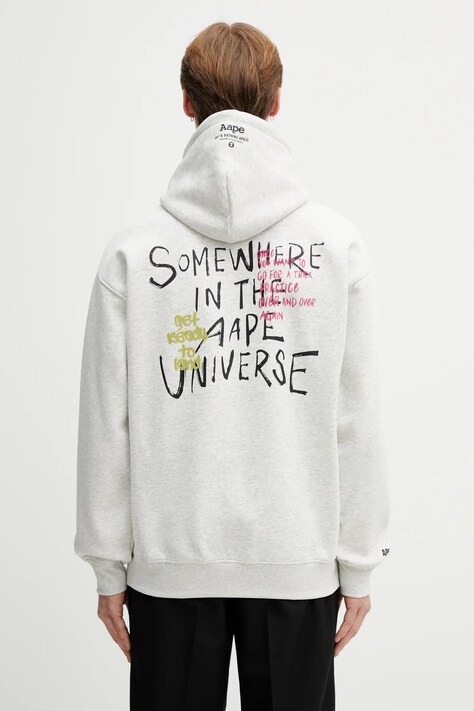 AAPE bluza męska kolor szary z kapturem z nadrukiem AAPSWMD312XAP