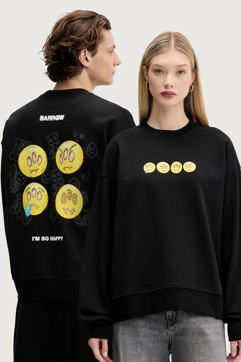Barrow bluza bawełniana kolor czarny z nadrukiem F5BWUASW083