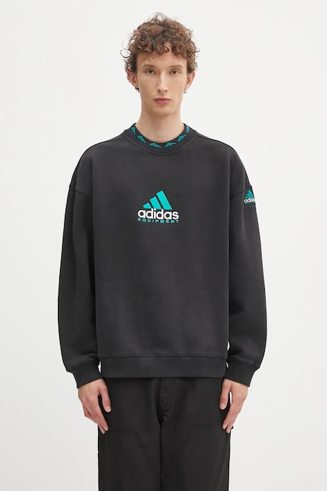adidas Originals bluză EQT Wash Crewneck culoarea negru, cu imprimeu, JC8222