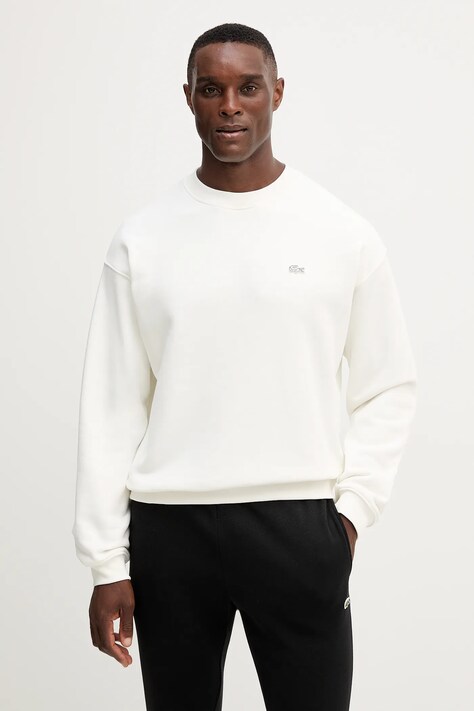 Lacoste bluza bawełniana kolor beżowy gładka SH7745