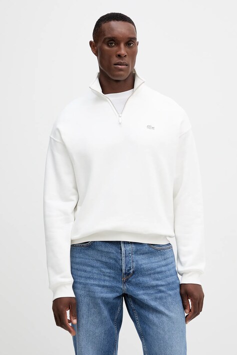 Lacoste bluza bawełniana kolor beżowy gładka SH7759