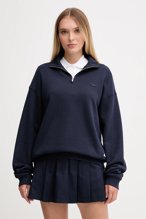 Lacoste bluza bawełniana kolor granatowy gładka SH7759