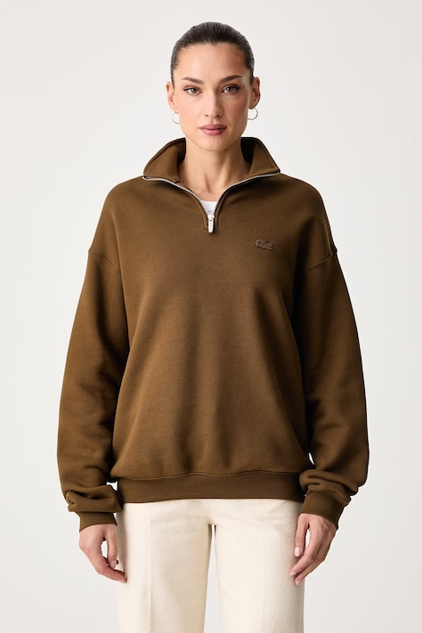 Lacoste Μπλούζα βαμβακερή καφέ SH7759