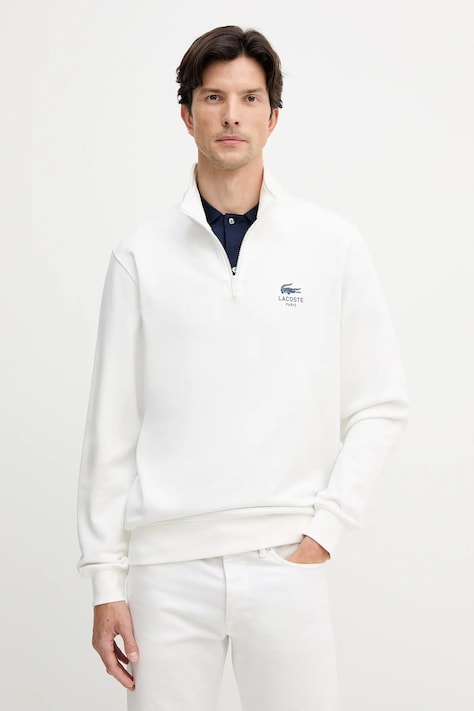 Памучен суичър Lacoste в бежово с принт SH2735