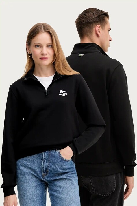 Памучен суичър Lacoste в черно с принт SH2735