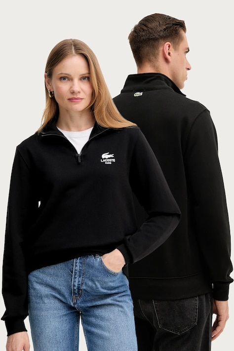 Хлопковая кофта Lacoste цвет чёрный с принтом SH2735
