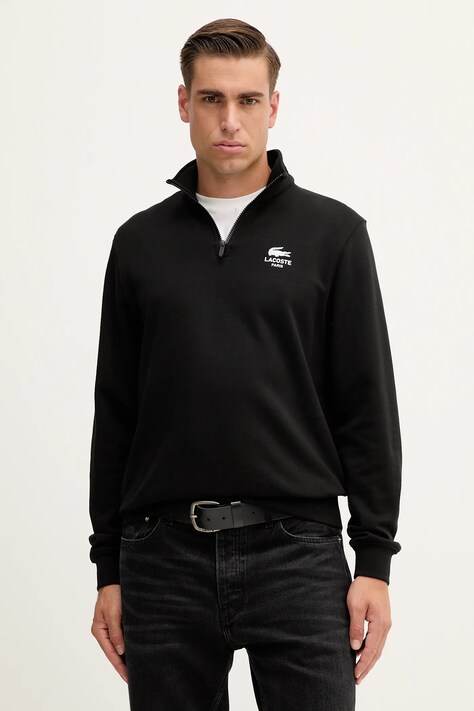 Lacoste bluza bawełniana kolor czarny z nadrukiem SH2735
