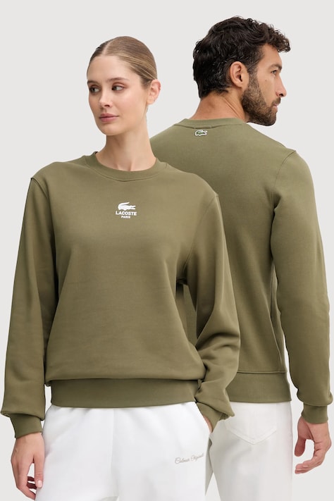 Хлопковая кофта Lacoste цвет зелёный с принтом SH2736